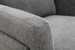 Miliboo Fauteuil Design|Voir Tous Les Fauteuils-Fauteuil design en tissu effet velours texturé gris et métal noir MOSCO