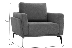 Miliboo Fauteuil Design|Voir Tous Les Fauteuils-Fauteuil design en tissu effet velours texturé gris et métal noir MOSCO