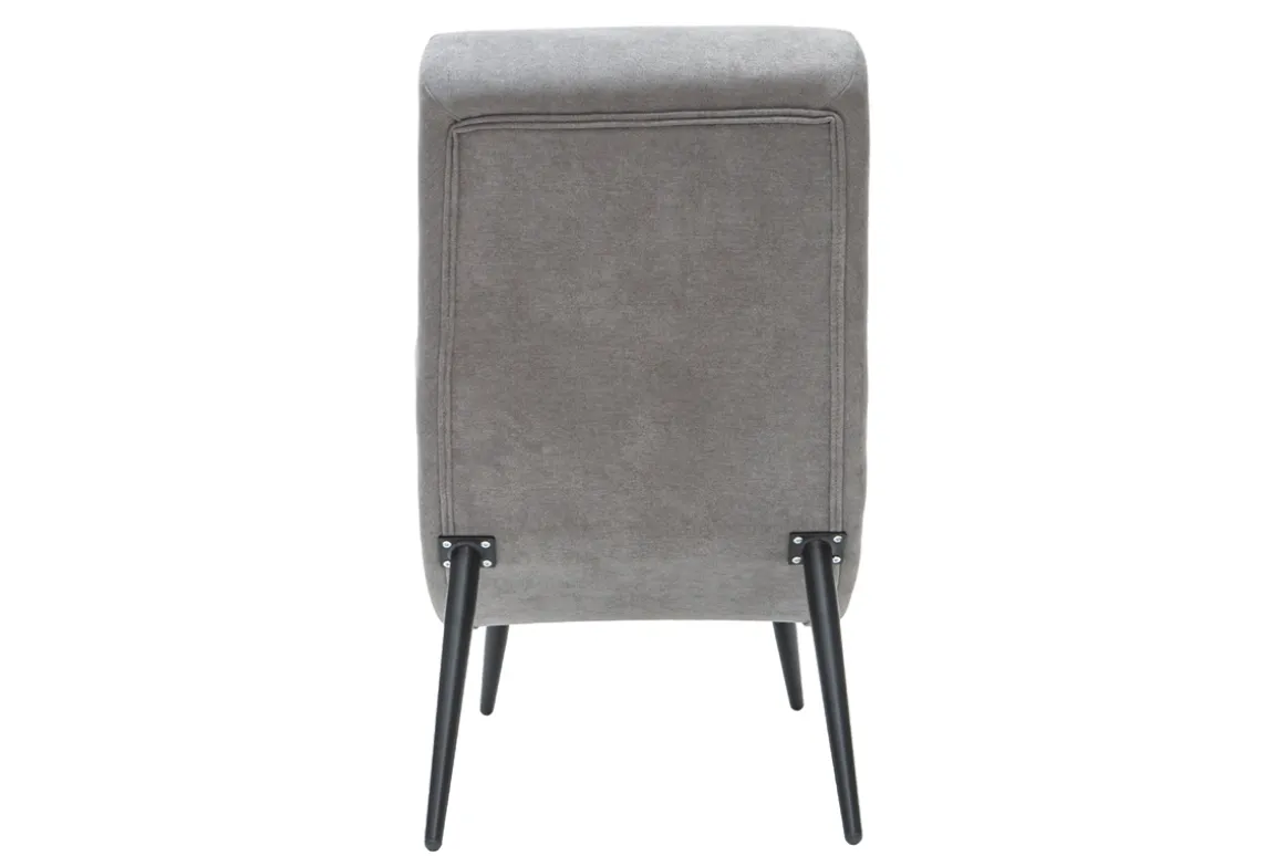 Miliboo Fauteuil Design|Voir Tous Les Fauteuils-Fauteuil design en tissu effet velours gris et métal noir TAYLOR