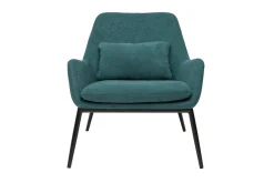 Miliboo Fauteuil Design|Voir Tous Les Fauteuils-Fauteuil design en tissu effet velours bleu canard et métal noir MAXINE