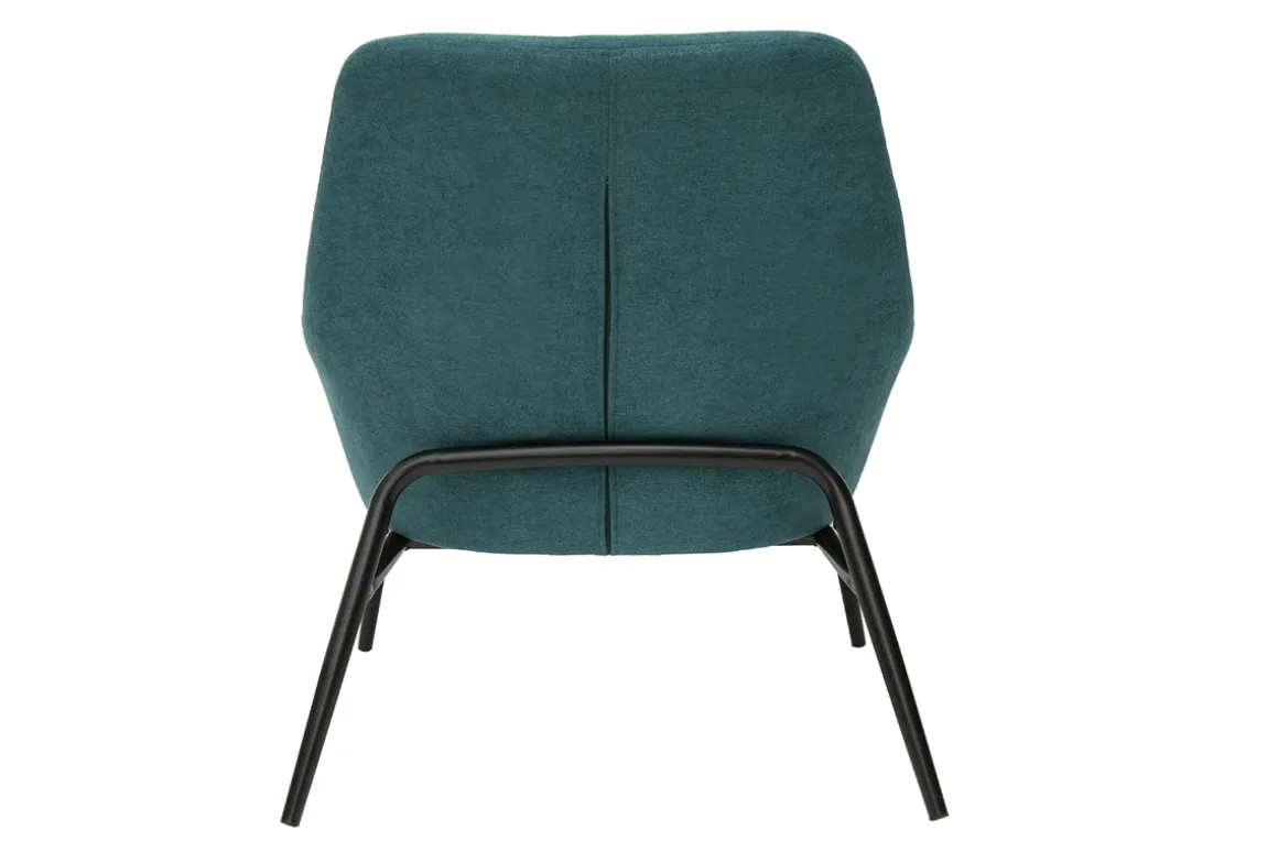Miliboo Fauteuil Design|Voir Tous Les Fauteuils-Fauteuil design en tissu effet velours bleu canard et métal noir MAXINE