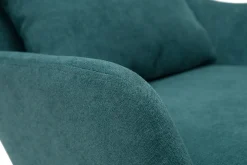 Miliboo Fauteuil Design|Voir Tous Les Fauteuils-Fauteuil design en tissu effet velours bleu canard et métal noir MAXINE