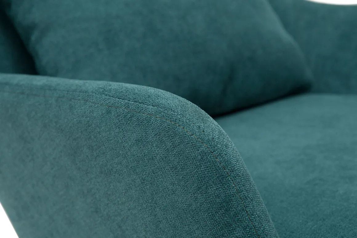 Miliboo Fauteuil Design|Voir Tous Les Fauteuils-Fauteuil design en tissu effet velours bleu canard et métal noir MAXINE