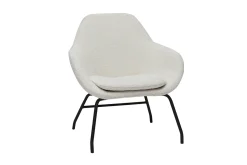 Miliboo Fauteuil Design|Voir Tous Les Fauteuils-Fauteuil design en tissu effet laine bouclée blanc cassé et métal noir MAYNE