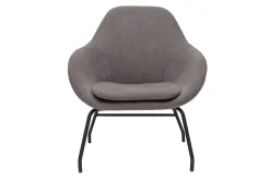 Miliboo Fauteuil Design|Voir Tous Les Fauteuils-Fauteuil design en tissu effet velours gris et métal noir MAYNE