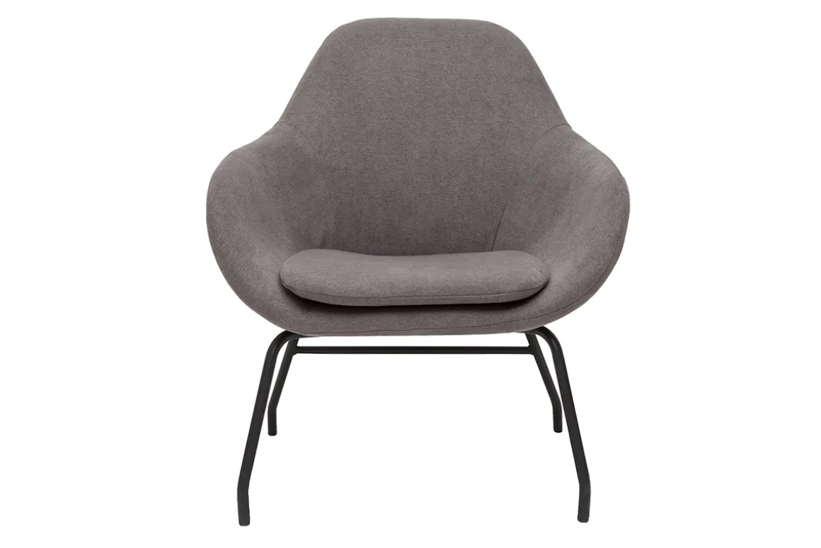 Miliboo Fauteuil Design|Voir Tous Les Fauteuils-Fauteuil design en tissu effet velours gris et métal noir MAYNE