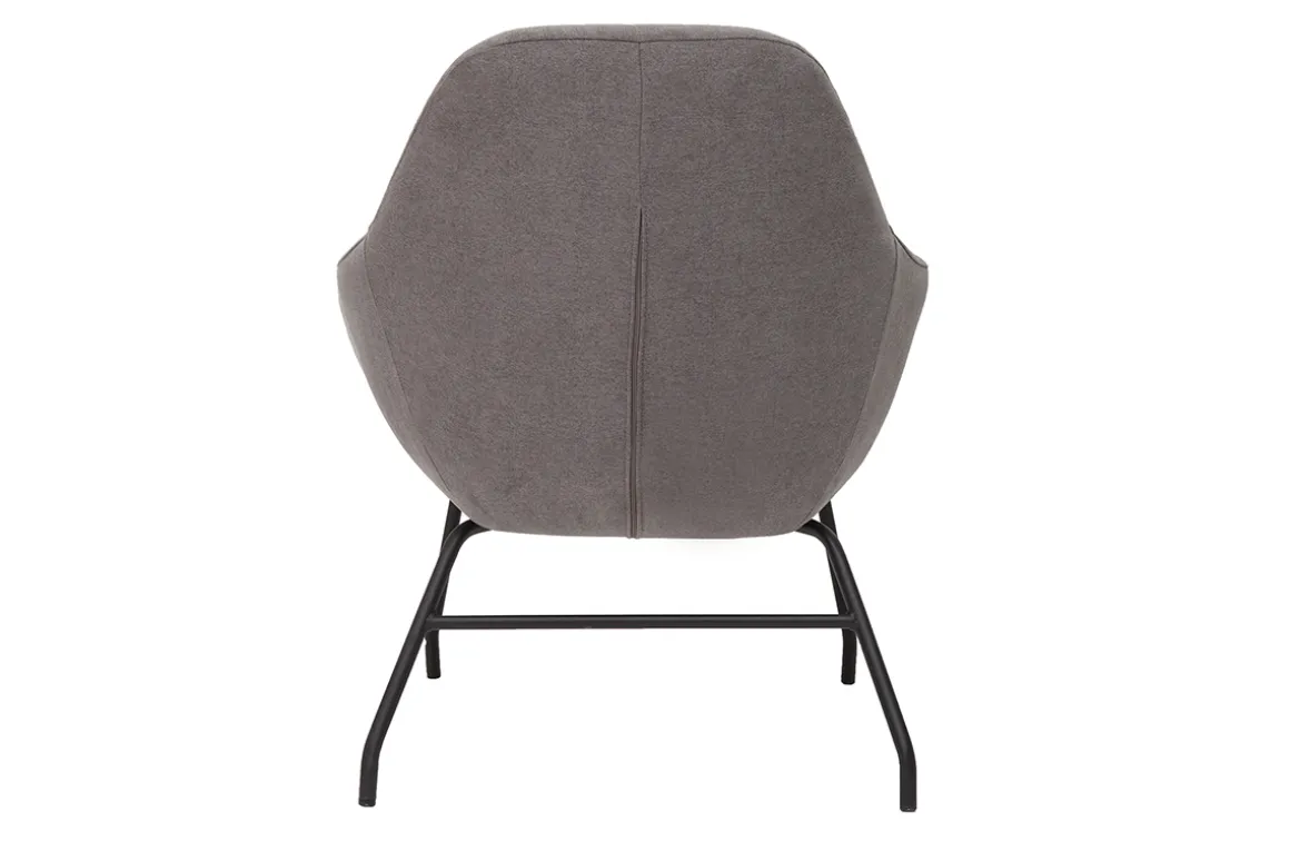 Miliboo Fauteuil Design|Voir Tous Les Fauteuils-Fauteuil design en tissu effet velours gris et métal noir MAYNE