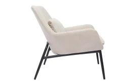 Miliboo Fauteuil Design|Voir Tous Les Fauteuils-Fauteuil design en tissu effet velours beige et métal noir MAXINE