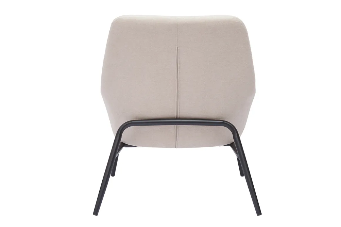 Miliboo Fauteuil Design|Voir Tous Les Fauteuils-Fauteuil design en tissu effet velours beige et métal noir MAXINE