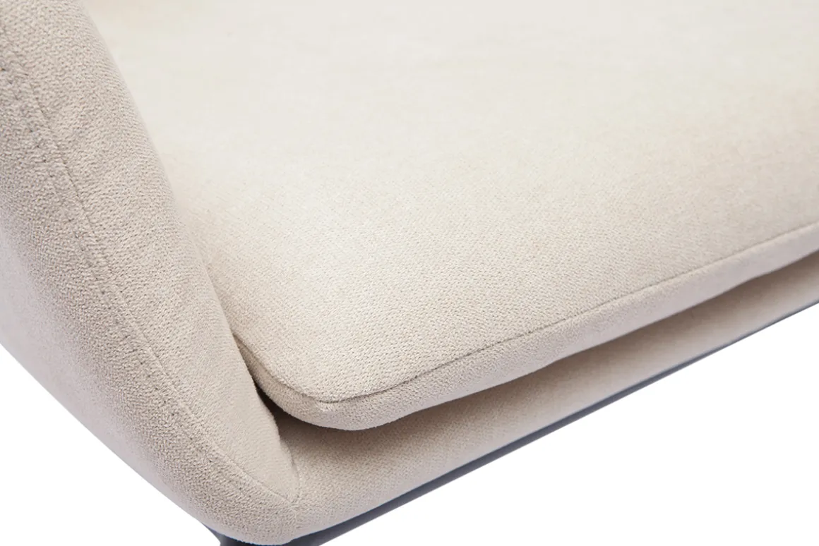 Miliboo Fauteuil Design|Voir Tous Les Fauteuils-Fauteuil design en tissu effet velours beige et métal noir MAXINE