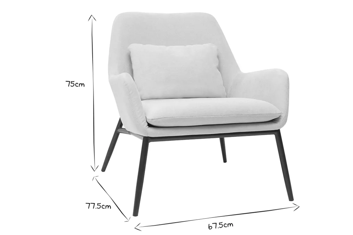 Miliboo Fauteuil Design|Voir Tous Les Fauteuils-Fauteuil design en tissu effet velours beige et métal noir MAXINE