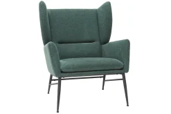 Miliboo Fauteuil Design|Voir Tous Les Fauteuils-Fauteuil design en tissu effet velours texturé vert et métal noir COME