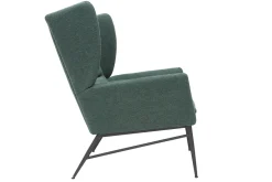 Miliboo Fauteuil Design|Voir Tous Les Fauteuils-Fauteuil design en tissu effet velours texturé vert et métal noir COME