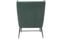 Miliboo Fauteuil Design|Voir Tous Les Fauteuils-Fauteuil design en tissu effet velours texturé vert et métal noir COME