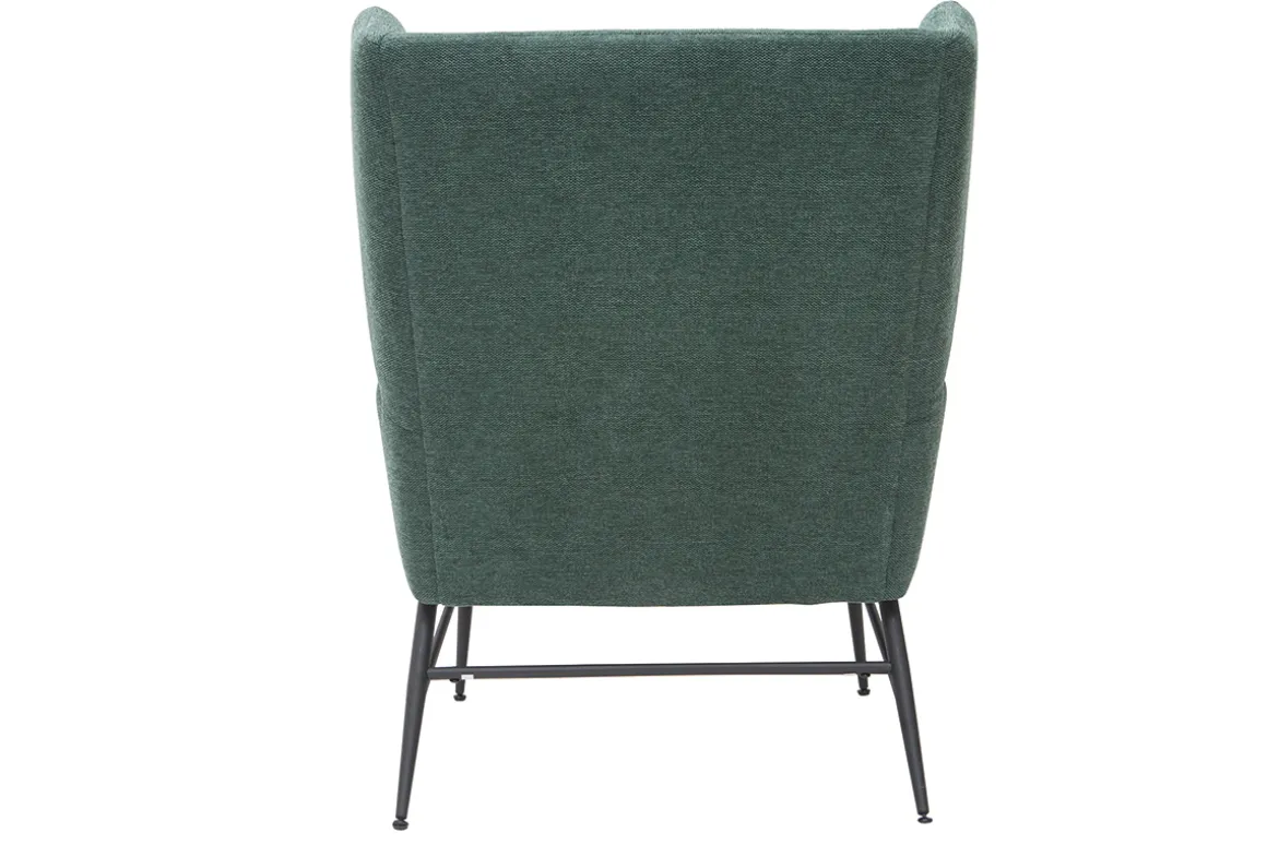 Miliboo Fauteuil Design|Voir Tous Les Fauteuils-Fauteuil design en tissu effet velours texturé vert et métal noir COME