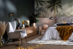 Miliboo Fauteuil Design|Voir Tous Les Fauteuils-Fauteuil design en tissu effet velours texturé vert et métal noir COME