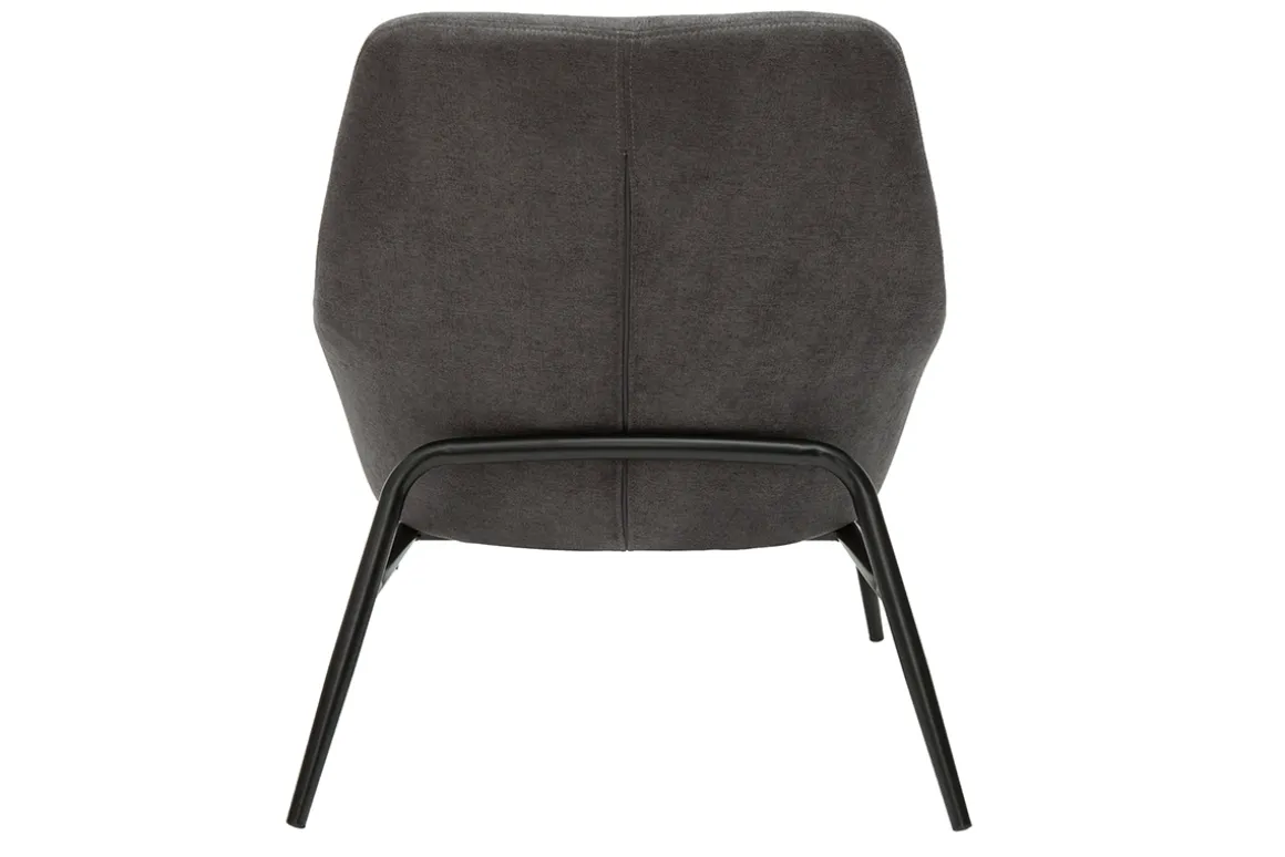 Miliboo Fauteuil Design|Voir Tous Les Fauteuils-Fauteuil design en tissu effet velours gris foncé et métal noir MAXINE