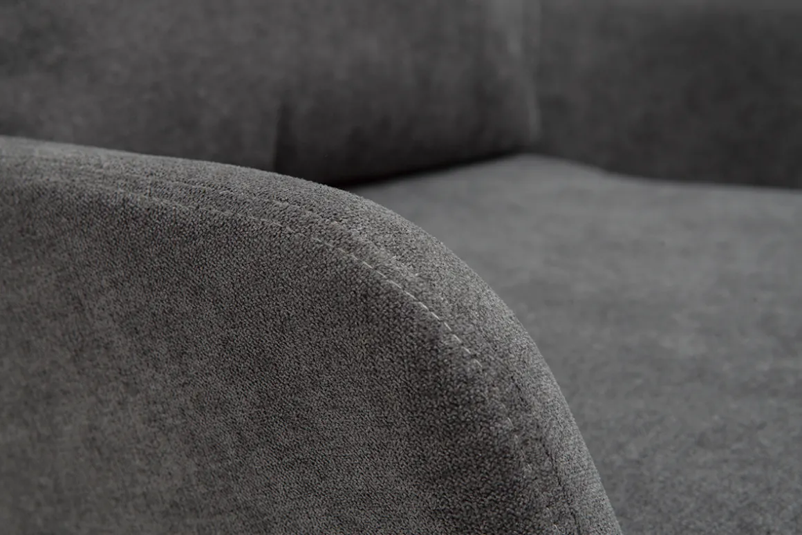 Miliboo Fauteuil Design|Voir Tous Les Fauteuils-Fauteuil design en tissu effet velours gris foncé et métal noir MAXINE