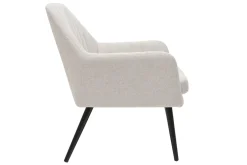 Miliboo Fauteuil Design|Voir Tous Les Fauteuils-Fauteuil design en tissu effet velours texturé beige et métal noir GASTON