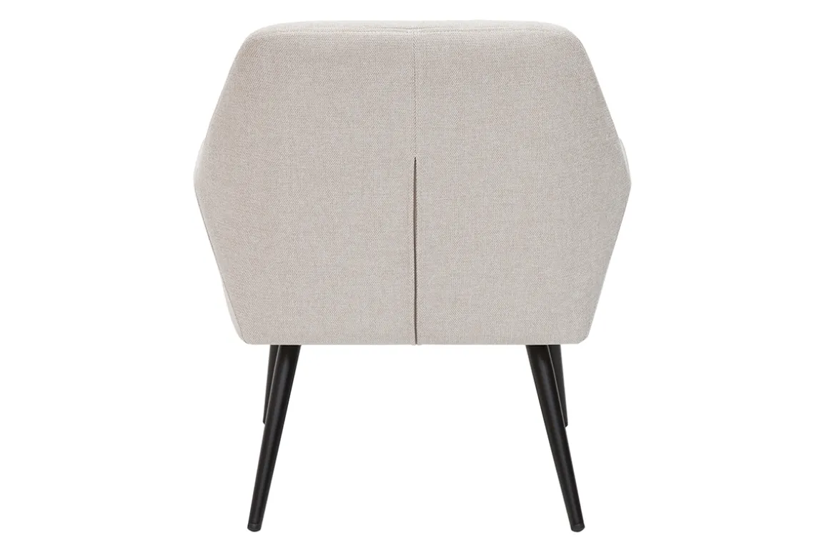 Miliboo Fauteuil Design|Voir Tous Les Fauteuils-Fauteuil design en tissu effet velours texturé beige et métal noir GASTON