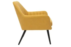 Miliboo Fauteuil Design|Voir Tous Les Fauteuils-Fauteuil design en tissu effet velours texturé jaune moutarde et métal noir GASTON