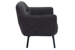 Miliboo Fauteuil Design|Voir Tous Les Fauteuils-Fauteuil design en tissu effet velours gris foncé et métal noir LAURENS