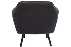 Miliboo Fauteuil Design|Voir Tous Les Fauteuils-Fauteuil design en tissu effet velours gris foncé et métal noir LAURENS