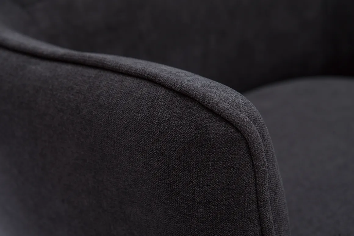 Miliboo Fauteuil Design|Voir Tous Les Fauteuils-Fauteuil design en tissu effet velours gris foncé et métal noir LAURENS