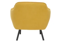 Miliboo Fauteuil Design|Voir Tous Les Fauteuils-Fauteuil design en tissu effet velours jaune moutarde et métal noir LAURENS