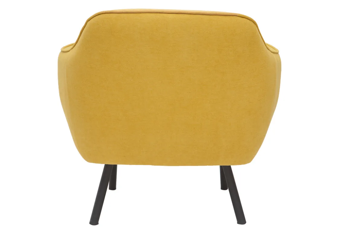 Miliboo Fauteuil Design|Voir Tous Les Fauteuils-Fauteuil design en tissu effet velours jaune moutarde et métal noir LAURENS