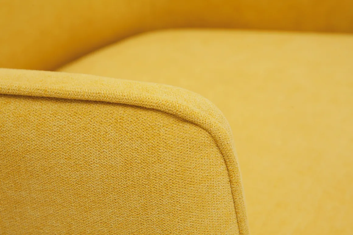 Miliboo Fauteuil Design|Voir Tous Les Fauteuils-Fauteuil design en tissu effet velours jaune moutarde et métal noir LAURENS