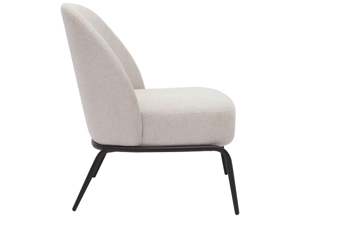 Miliboo Fauteuil Design|Voir Tous Les Fauteuils-Fauteuil design en tissu effet velours texturé beige et métal noir BREGO