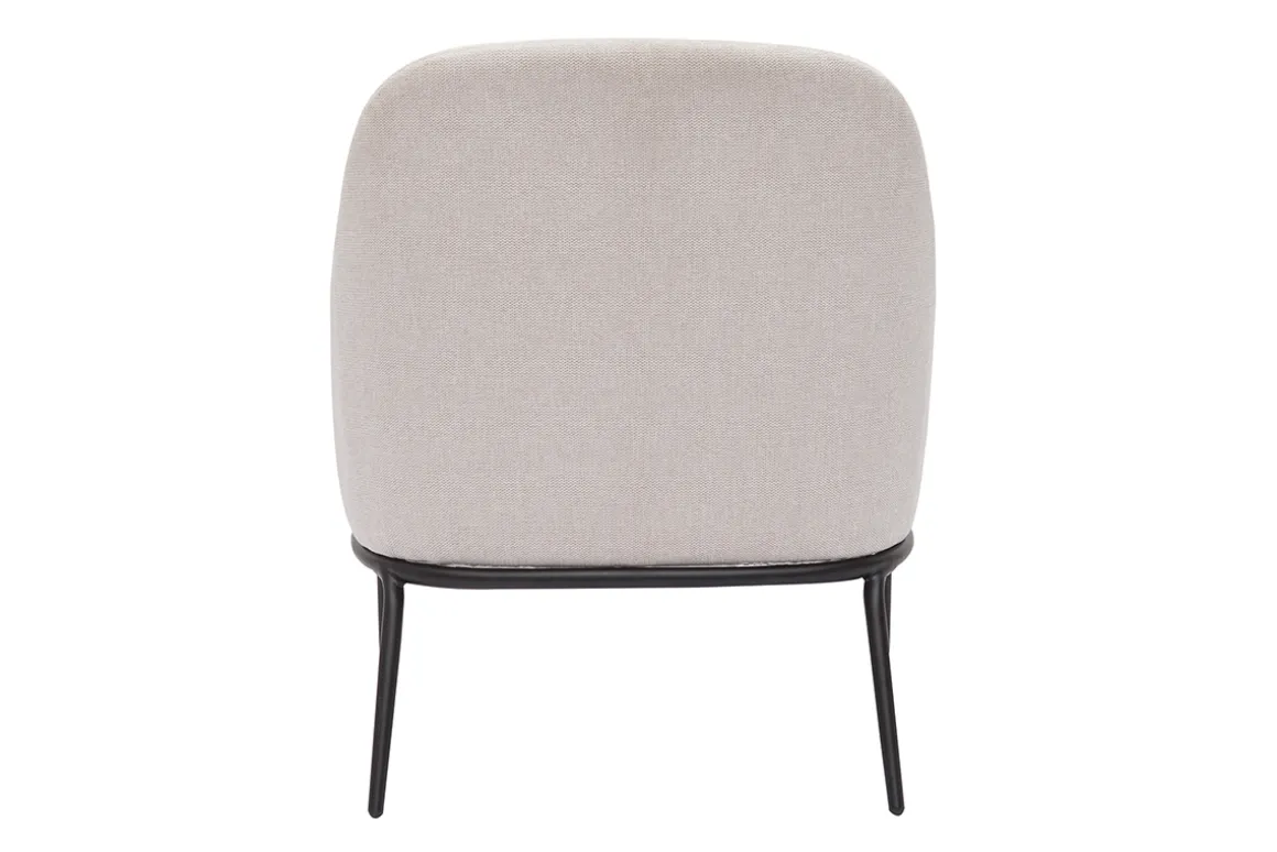 Miliboo Fauteuil Design|Voir Tous Les Fauteuils-Fauteuil design en tissu effet velours texturé beige et métal noir BREGO