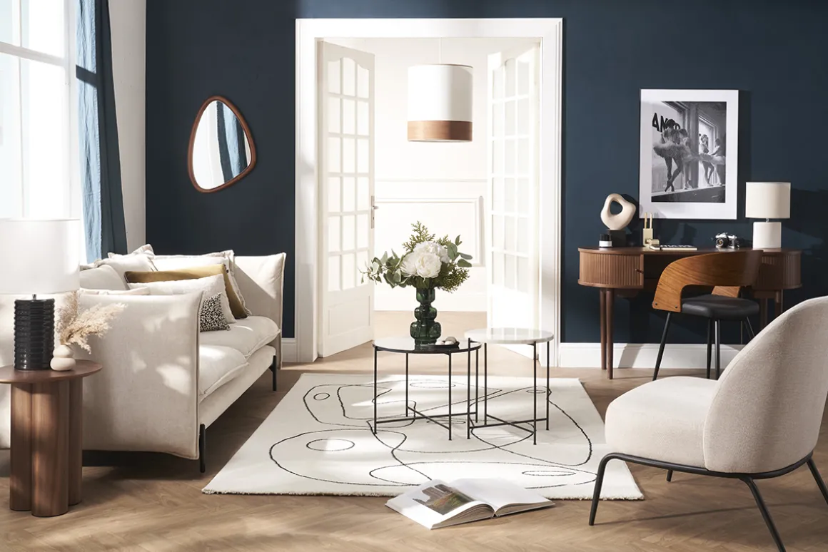 Miliboo Fauteuil Design|Voir Tous Les Fauteuils-Fauteuil design en tissu effet velours texturé beige et métal noir BREGO