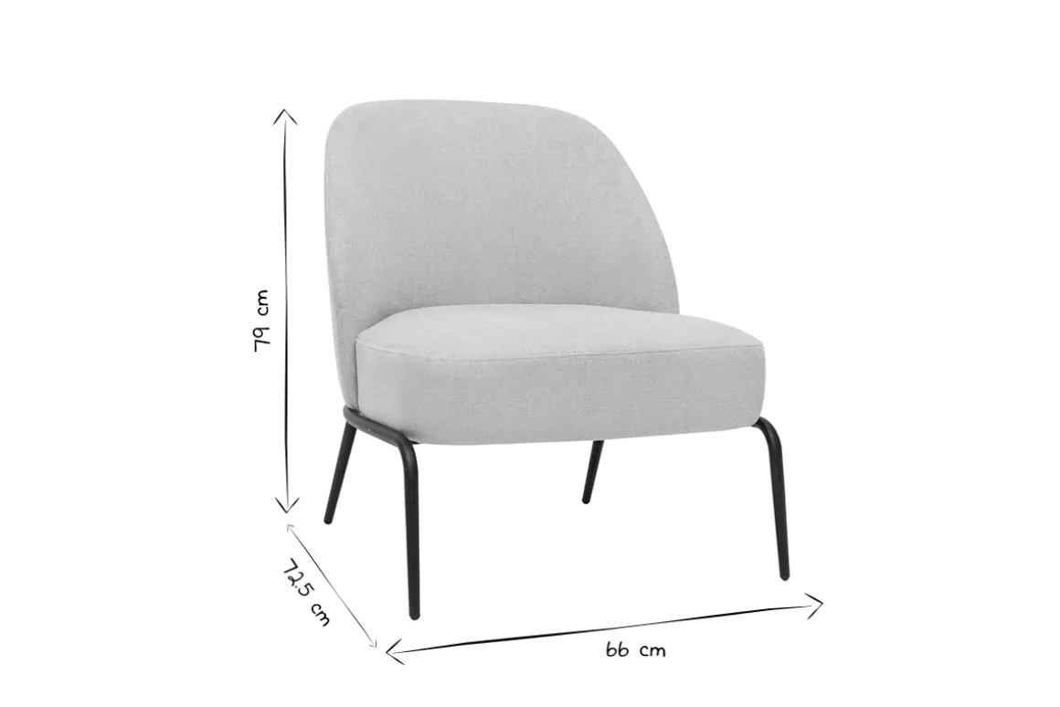 Miliboo Fauteuil Design|Voir Tous Les Fauteuils-Fauteuil design en tissu effet velours texturé beige et métal noir BREGO