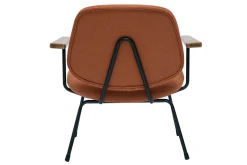 Miliboo Fauteuil Design|Voir Tous Les Fauteuils-Fauteuil design en tissu effet laine bouclée terre brûlée, métal noir et bois foncé BARNET