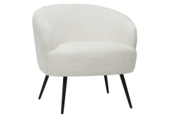 Miliboo Fauteuil Design|Voir Tous Les Fauteuils-Fauteuil design en tissu effet laine bouclée blanc cassé et métal noir MAGGIE