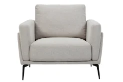 Miliboo Fauteuil Design|Voir Tous Les Fauteuils-Fauteuil design en tissu effet velours texturé beige et métal noir MOSCO