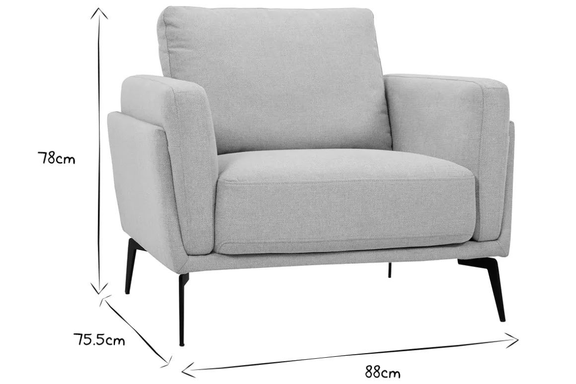 Miliboo Fauteuil Design|Voir Tous Les Fauteuils-Fauteuil design en tissu effet velours texturé beige et métal noir MOSCO