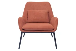 Miliboo Fauteuil Design|Voir Tous Les Fauteuils-Fauteuil design en tissu effet velours terre brulée et métal noir MAXINE