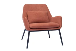 Miliboo Fauteuil Design|Voir Tous Les Fauteuils-Fauteuil design en tissu effet velours terre brulée et métal noir MAXINE