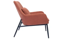 Miliboo Fauteuil Design|Voir Tous Les Fauteuils-Fauteuil design en tissu effet velours terre brulée et métal noir MAXINE