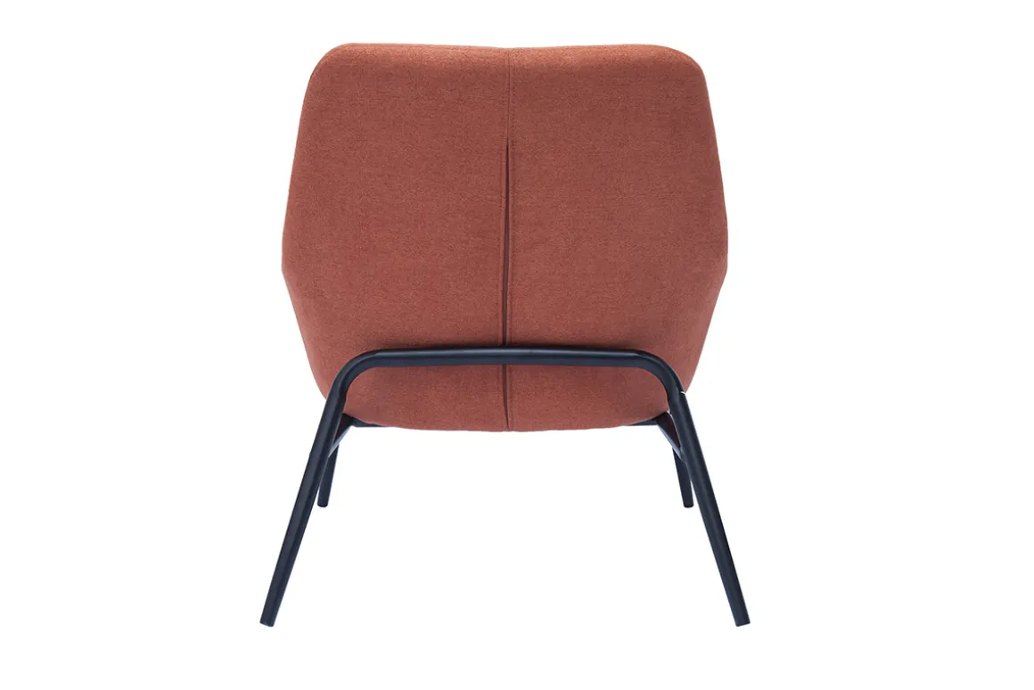 Miliboo Fauteuil Design|Voir Tous Les Fauteuils-Fauteuil design en tissu effet velours terre brulée et métal noir MAXINE