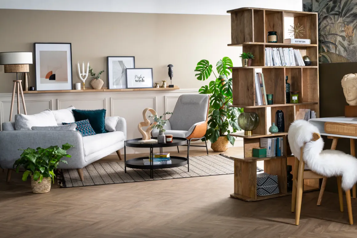 Miliboo Fauteuil Design|Voir Tous Les Fauteuils-Fauteuil design marron avec tissu effet velours texturé gris foncé et métal noir MARCEAU