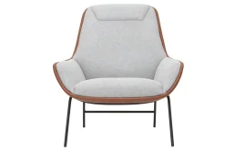 Miliboo Fauteuil Design|Voir Tous Les Fauteuils-Fauteuil design marron avec tissu effet velours texturé gris et métal noir MARCEAU