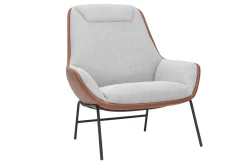 Miliboo Fauteuil Design|Voir Tous Les Fauteuils-Fauteuil design marron avec tissu effet velours texturé gris et métal noir MARCEAU