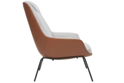 Miliboo Fauteuil Design|Voir Tous Les Fauteuils-Fauteuil design marron avec tissu effet velours texturé gris et métal noir MARCEAU