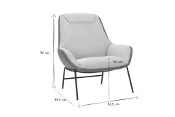 Miliboo Fauteuil Design|Voir Tous Les Fauteuils-Fauteuil design marron avec tissu effet velours texturé gris et métal noir MARCEAU