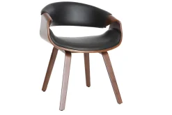 Miliboo Fauteuil Design|Voir Tous Les Fauteuils-Fauteuil design noir et bois foncé noyer ARAMIS