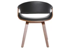 Miliboo Fauteuil Design|Voir Tous Les Fauteuils-Fauteuil design noir et bois foncé noyer ARAMIS